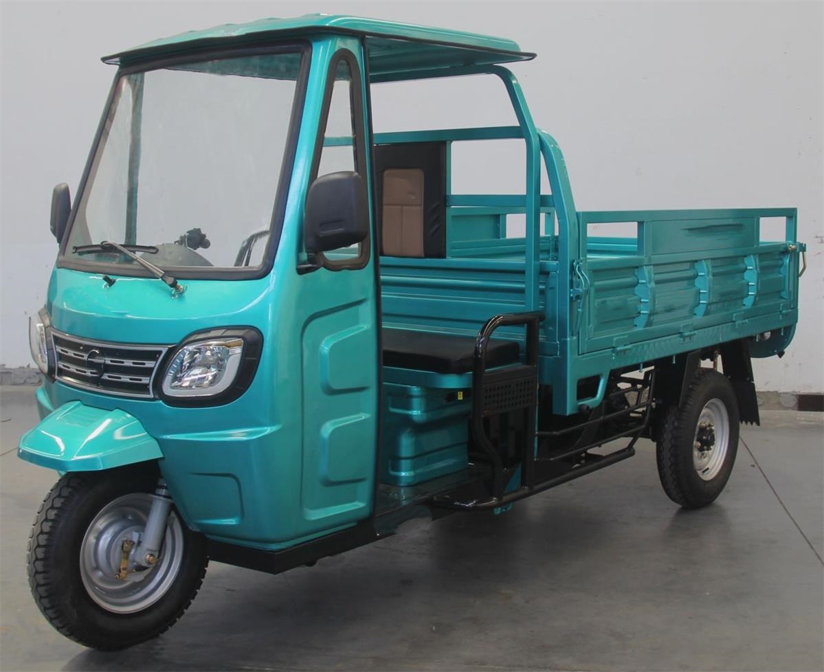 Triciclo elétrico com cabine e tejadilho, cor azul